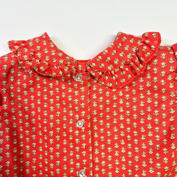 Vintage Carter's Girls Size 2T Reddish-Orange Ruffled Collar Shirt Button Back - Picture 7 of 7